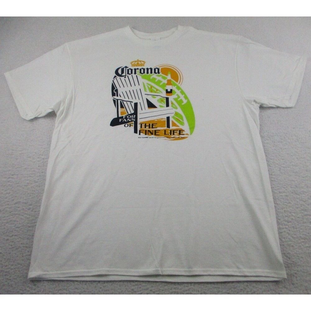 NWOT Corona T Shirt Mens XL‎ White Fan Of The Fine Life Beer Promo Graphic